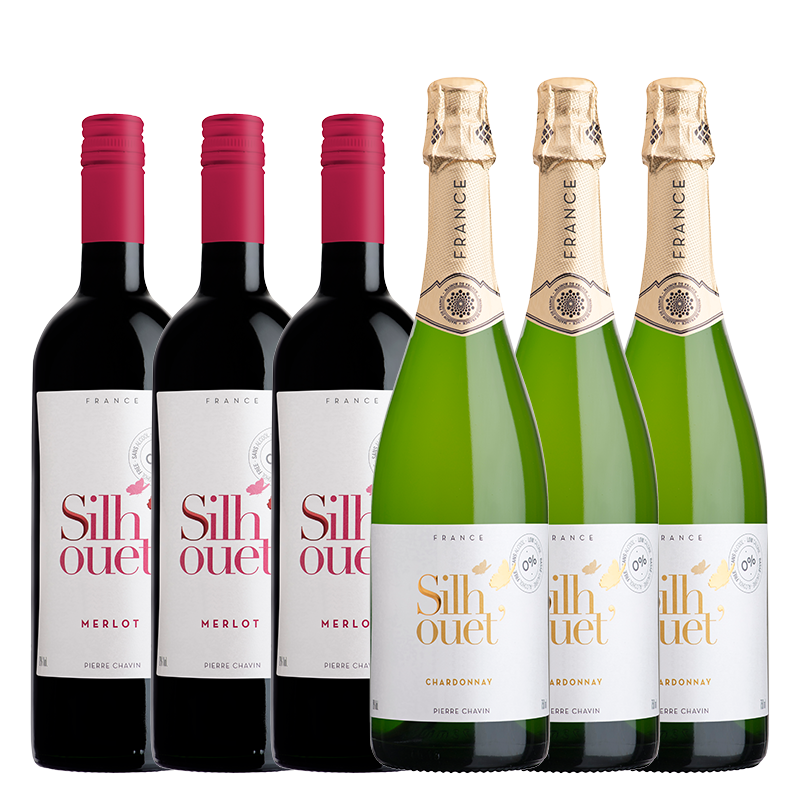 Degustačné balenie 6ks Silhouet 0% suché nealkoholické vína 0,75l