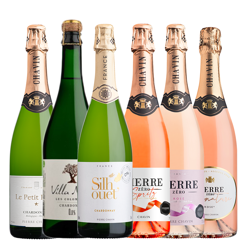 Degustačné balenie 6 druhov šumivé Biele/Rosé 0% nealkoholické vína