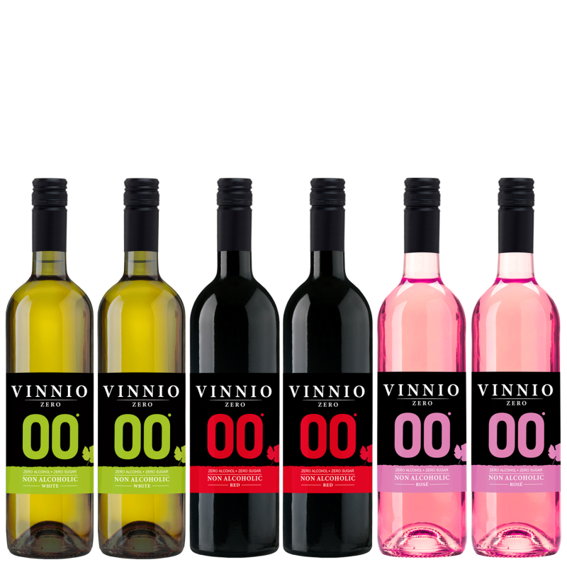 Degustačné balenie Vinnio 0% španielske suché nealkoholické vína 6ks
