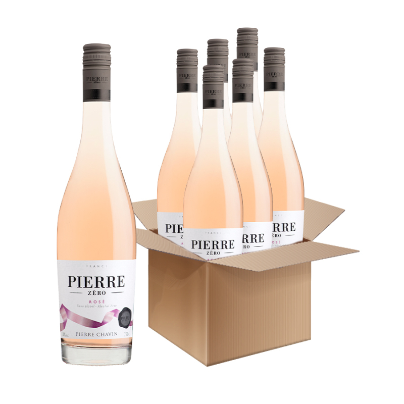 6 ks nealko víno Pierre Zero 0%,polosladké tiché ružové víno