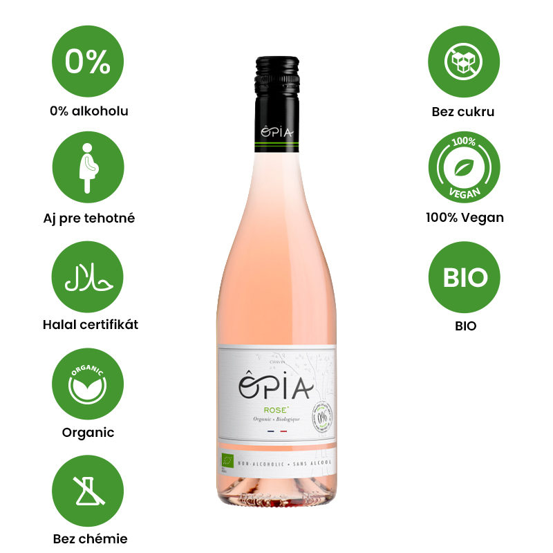 OPIA Bio 0% Rosé nealko ružové víno polosladké 0,75l
